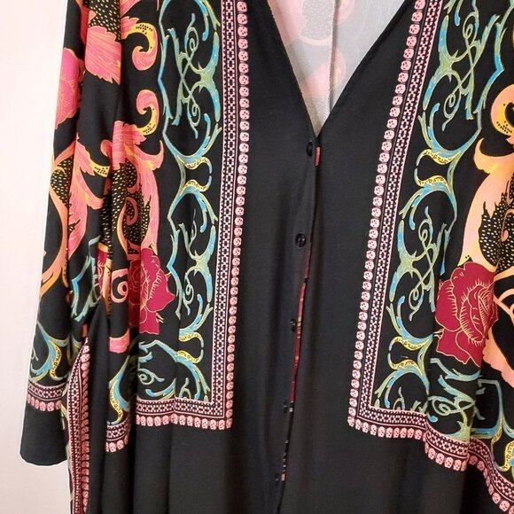 Reborn Plus Size 2X Boho Button Down Maxi Dress - Picture 7 of 11